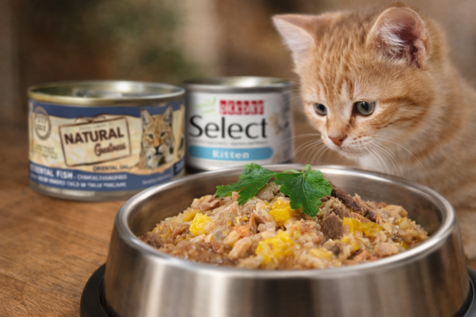 gatito comiendo comida humeda para gatos