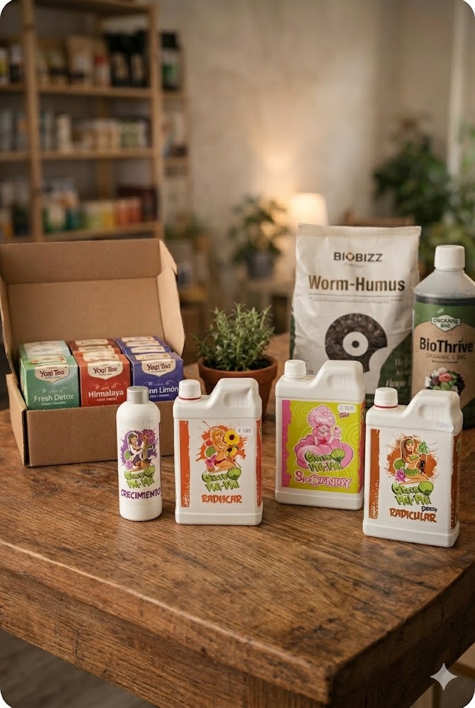 Selección cuidada | Perejil Grow Shop Selección cuidada de productos Pai Pai con sustrato y planta aromática