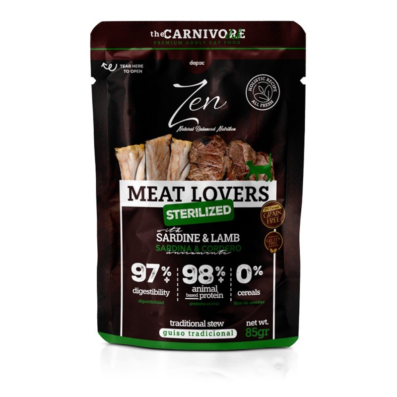 Zen Cat Pouches cordero y sardina para gatos esterilizados 85 g