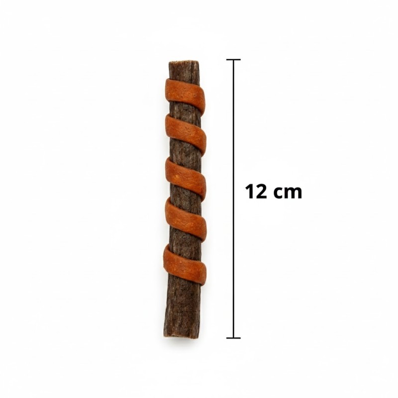 Medidas del palito de colágeno con pulmón de res 12 cm para perros
