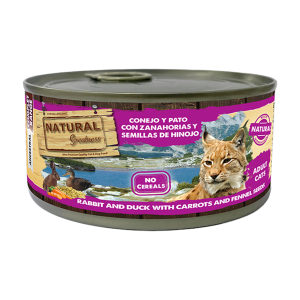 Lata Natural Greatness Conejo y Pato con Zanahorias y Semillas de Hinojo 185 g para gatos