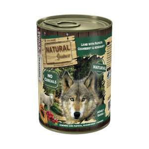 Lata Natural Greatness Cordero con Papaya Arándanos y Romero 400 g para perros