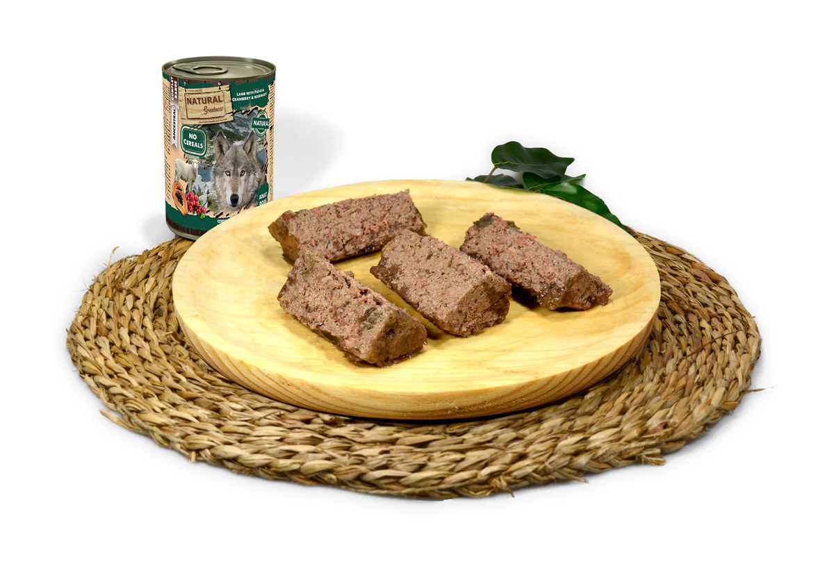 Textura de Natural Greatness Cordero con Papaya Arándanos y Romero para perros