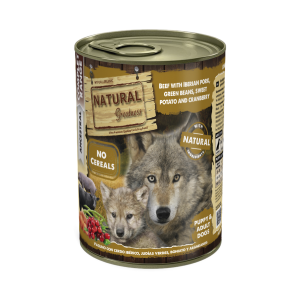 Lata Natural Greatness Vacuno con Cerdo Ibérico Judías Verdes Boniato y Arándanos 400 g para perros